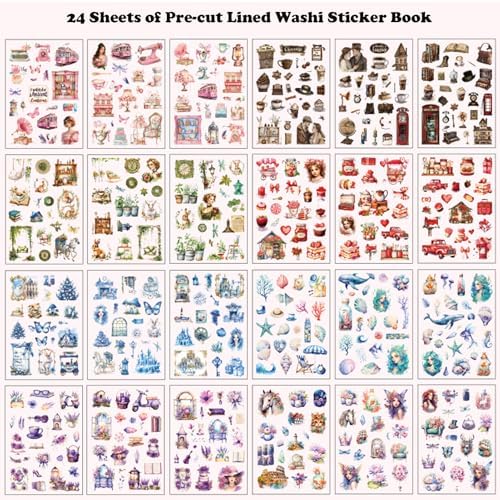 Journal Sticker Book for Adults, 568pcs Pre-Cut Junk Journal Stickers for Scrapbooking Supplies Vintage Washi Stickers for Journaling Aesthetic Scrapbook Supplies for Women, Ephemera Sticker Book - Image 2