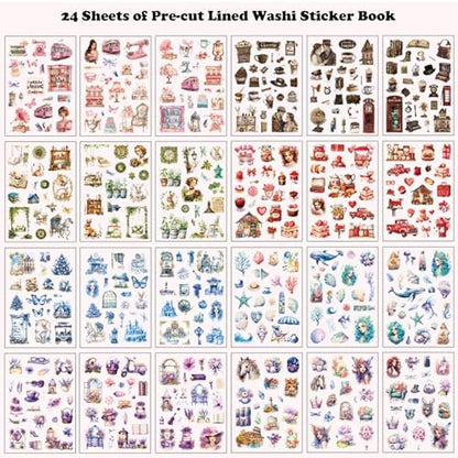 Journal Sticker Book for Adults, 568pcs Pre-Cut Junk Journal Stickers for Scrapbooking Supplies Vintage Washi Stickers for Journaling Aesthetic Scrapbook Supplies for Women, Ephemera Sticker Book - Image 2