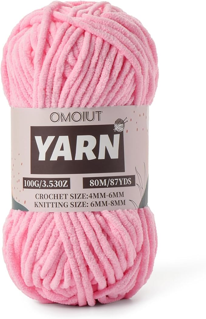 Dark Pink Fluffy Chenille Yarn for Crocheting - Baby Yarn for Crocheting Soft Blanket - (100g/87.4yds) Crochet Amigurumi Chunky Yarns - Super Bulky 5 Velvet Yarns
