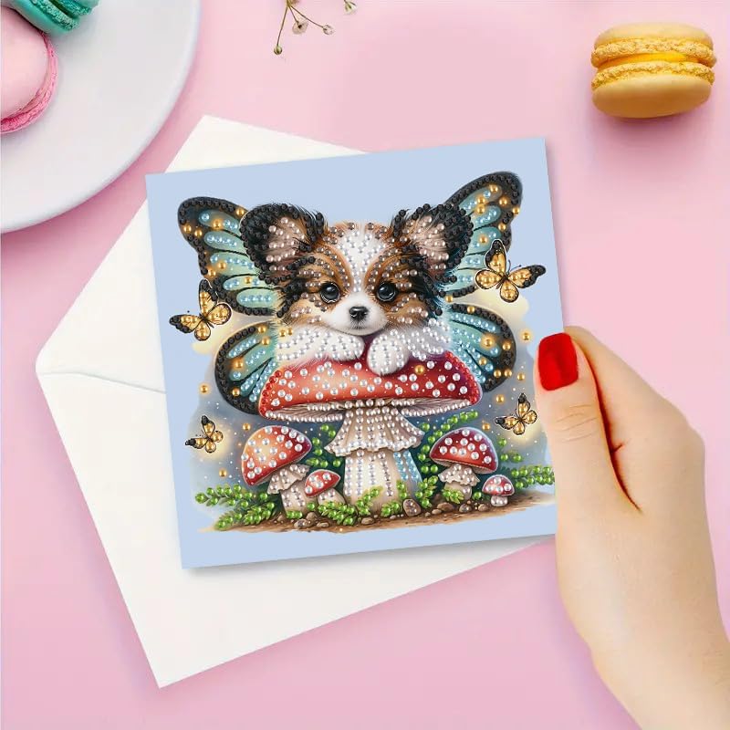 MaiYiYi 6 Pack DIY Winged Dog Diamond Painting Greeting Cards Kit - Image 4