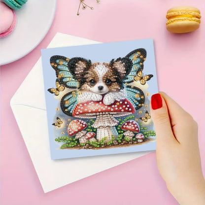 MaiYiYi 6 Pack DIY Winged Dog Diamond Painting Greeting Cards Kit - Image 4