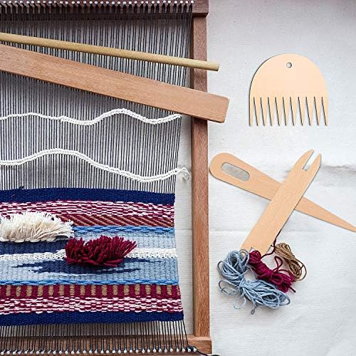 WILLBOND 7 Pcs Wood Weaving Tools Hand Loom Stick Shuttles Comb Needle - Image 4