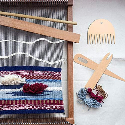 WILLBOND 7 Pcs Wood Weaving Tools Hand Loom Stick Shuttles Comb Needle - Image 4