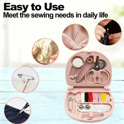 REROON 2 Pack Mini Travel Sewing Kit for Adult & Kid | Portable Sewing Box Kit Bulk | Small Emergency Repair Set with Thread Scissors Needle for Travel, Beginner DIY Handcraft | Black + Pink - Image 5
