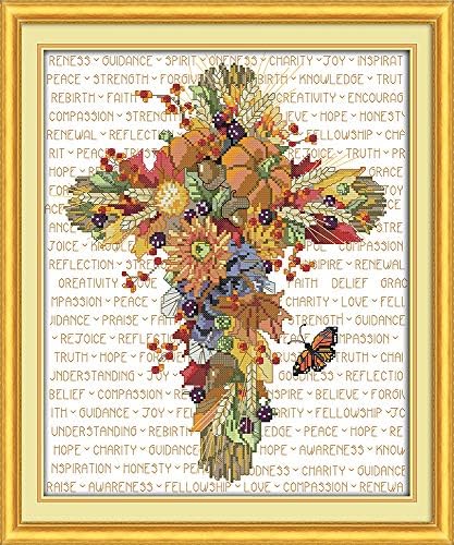 Howie's Needlepoint Cross Stitch Kits, 14CT Pre-Printed Pattern Needlepoint Kits, Full Range of Stamped Starter Kits (Cross, 14.2 x 16.9 Inch) by HowiesNeedlepoint