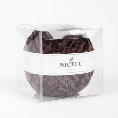 NICEEC 300g Soft Chenille Yarn Blanket Velvet Yarn for Knitting, Crochet, Weaving DIY Craft Total Length 150m (164yds)_Coffee