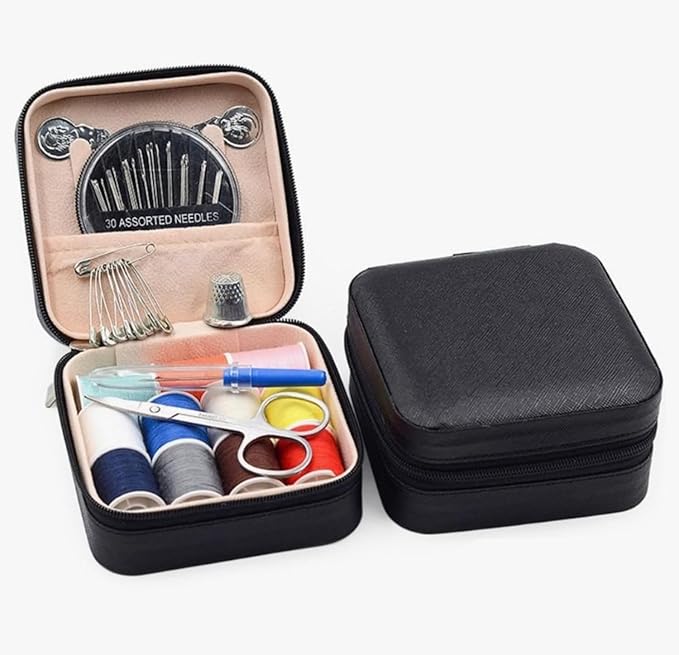 56-Piece Portable Travel Sewing Kit - Compact Emergency Sewing Kit Box with Zipper Fix Tools - Small Sewing Supplies and Accessories for Home Use & Quick Stitch Solutions