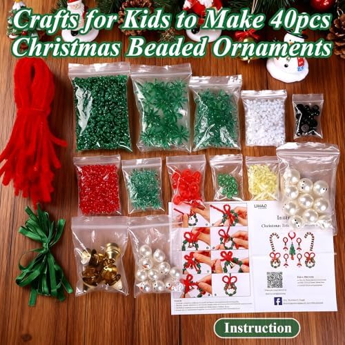 LIHAO 40PCS Christmas Crafts for Teens Boys Girls, Beaded Ornament Kit - Image 3