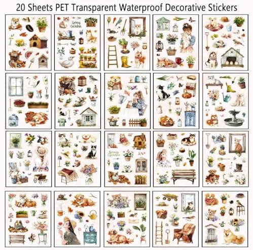 Cottage Garden PET Sticker Book, 20 Sheets Die Cut Stickers - Image 2