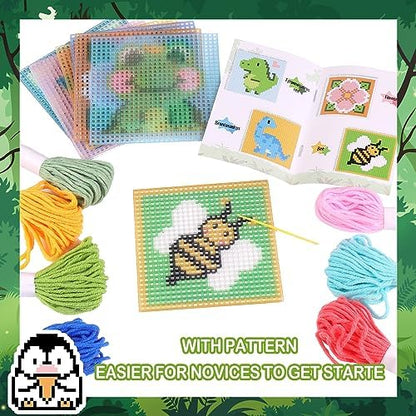 Pllieay 10-in-1 Cross Stitch Beginner Kit for Kids, Embroidery Kit - Image 3