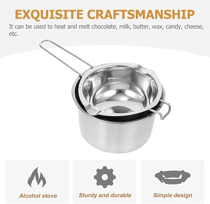 Sewroro Double Boiler Set - Stainless Steel Chocolate Melting Pot for Chocolate, Soap, Wax, Candle (600ml)