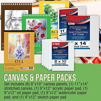 U.S. Art Supply 133-Piece Artist Painting Kit - Aluminum & Wood Easel - Image 5