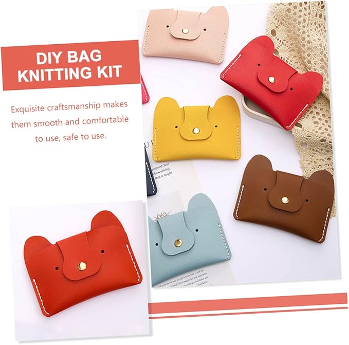 VICASKY 3sets DIY Crochet Handbag Kit Doggy Shaped Purse Bag Making Material Comfortable Pu DIY Supplies