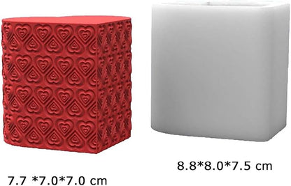 Grainrain 3D Heart Rose Flower Design Silicone Candle Mold Decorated Pillar Candle Mould Handcrafted Silicone Molds for Candle Wax Resin Gyspum Crafts Making (D9)