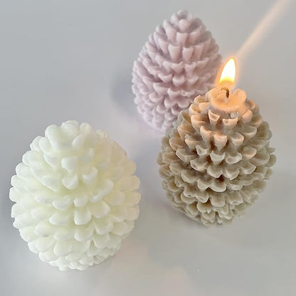 2PCS Pine Cone Silicone Candle Mold, 3D Christmas Pinecone Shape Resin Candle Mold, Ornament Mold for Candle Soap Wax Epoxy Resin Casting Polymer Clay Fondant Chocolate Cake Gift Home Decor