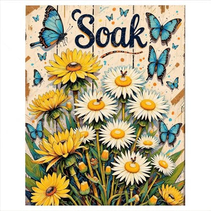 Sceorixa Soak Flower Paint by Numbers Kit for Adults - Butterflies Inspirational Painting on Canvas 16x20 inch, Paint Set, Suitable for Beginners, Art for Home Decoration or Gifts, Unframed by Unknown