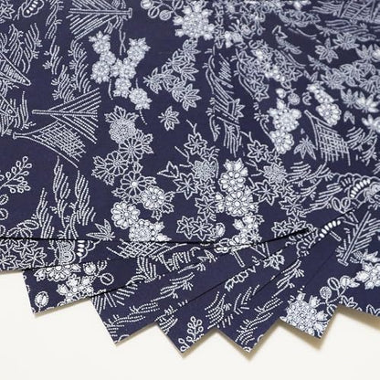 Japanese Chiyogami Washi Origami Paper, 6" x 6", 30 Sheets (DarkBlue Nature) - Image 2