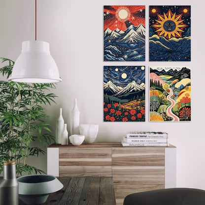 DOTSOPS 4 Pack Landscape Abstract Round Diamond Painting Kits for Adults - Image 5