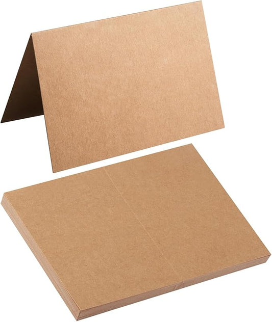 50 Pack Blank Cards Folded Cardstock Thank You Blank Greeting Cards for Invitations, Wedding, Greeting Cards, All Occasion DIY (Brown, 5x7)