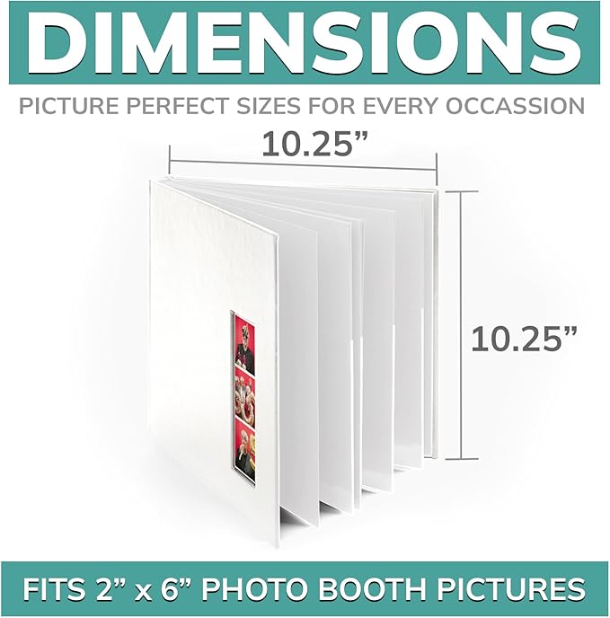 PBF (10 Pack) Photo Booth Album, Guest Book with 2x6 Clear Picture Inserts, White Cover with Plastic Sleeves & White Pages, Scrapbook Album for Photo Strips, Memory Book, Wedding, and Baby Showers