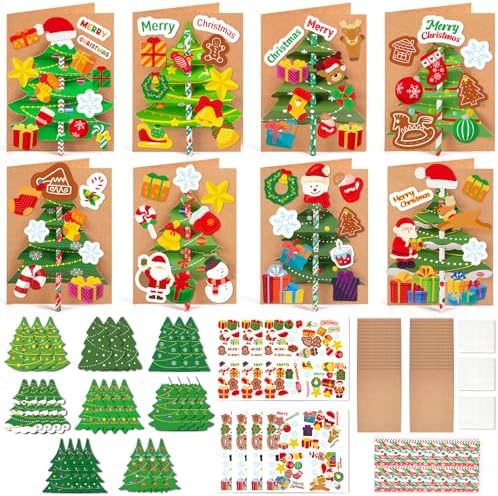 28Sets Christmas Crafts Card Making Kit DIY 3D Xmas Trees Greeting Cards by Seagoodbye