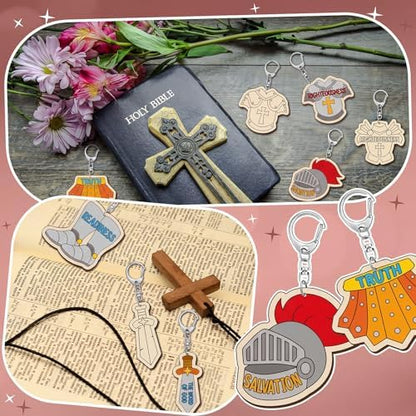 RattanView 24 Pcs Armor of God Crafts Color Your Own Keychains - Image 6