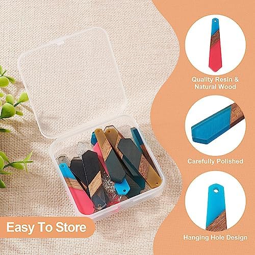 FASHEWELRY 20Pcs Hexagon Resin Wood Charms 3 Tone Polygon Wooden Earring Blanks Geometry Bohemia Earring Charms Wooden Earring Pieces Findings for Jewelry Making (RESI-TA0001-61-Biyun) - Image 2