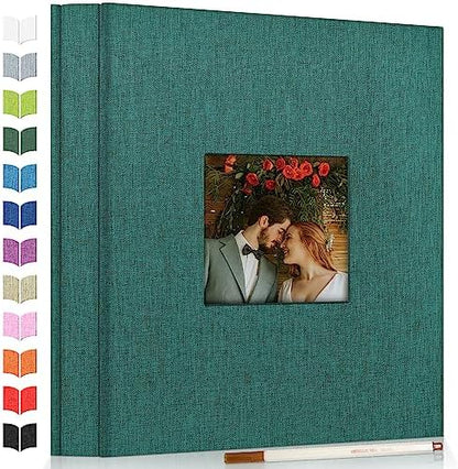 Artfeel Photo Album Self Adhesive Scrapbook Album for 3x5 4x6 5x7 8x10 Pictures,60 Pages Linen Cover with Display Window DIY Photo Book,Ideal Gifts for Family Travel Wedding Baby by Artfeel