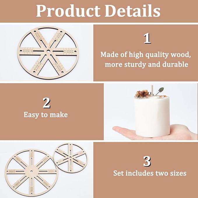 Wick Centering Tool Cotton Wick Holder Candle Making Round Hand Tool Reusable Accessories Wooden Wick Stabilizer Holder, Diameter 5.91 inch