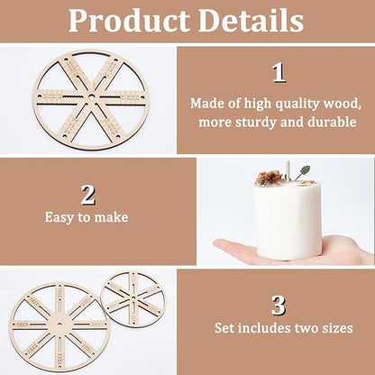 Wick Centering Tool Cotton Wick Holder Candle Making Round Hand Tool Reusable Accessories Wooden Wick Stabilizer Holder, Diameter 5.91 inch