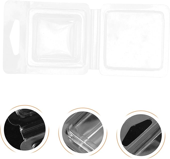 100Pcs Transparent Small Wax Melt Molds for Candle Making DIY Soap Chocolate Cubes Clear Plastic Containers Wax Molds for Crafting