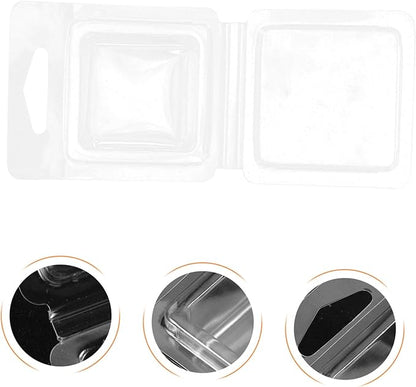 100Pcs Transparent Small Wax Melt Molds for Candle Making DIY Soap Chocolate Cubes Clear Plastic Containers Wax Molds for Crafting