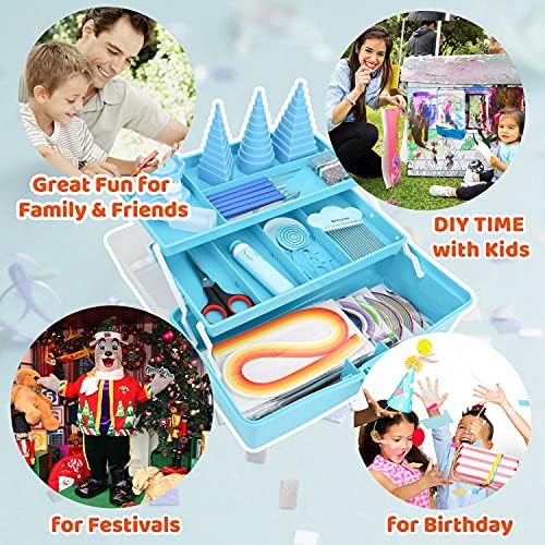 JoyPlus Quilling Kits for Beginners with Manual, 24 Tools & Supplies with Durable Storage Box, Updated Paper Crimper Tool, Premium Husking Board & Electronic Pen Blue - Image 4