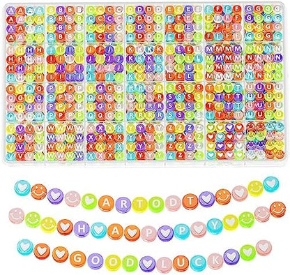 ARTDOT 1400 Pieces Letter Beads for Friendship Bracelets Making Kit, 28 Styles Assortment Jewelry Making Supplies Alphabet Beads Set with Cases Preppy Crafts Gifts, Multicolor Transparent by ARTDOT