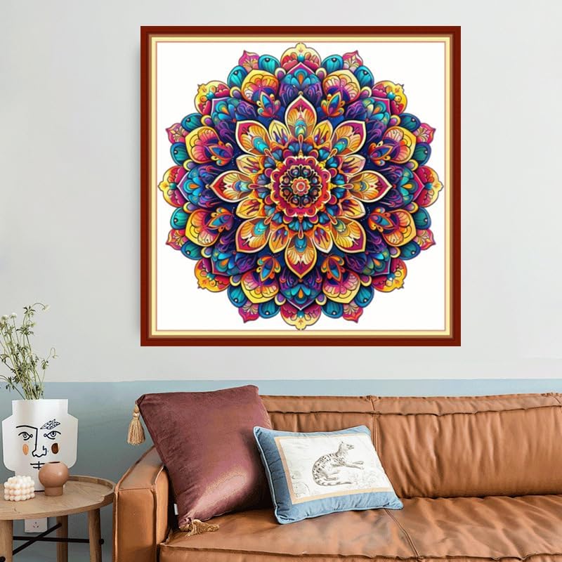 Joyhoor Stamped Cross Stitch Kits for Beginners, Needlepoint Kits for Adults, 11CT Counted Embroidery Kits-Magic Mandala 18x18 inchs - Image 2