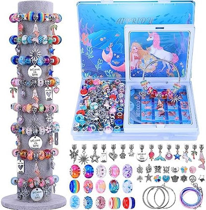 AIPRIDY Charm Bracelet Making Kit,Unicorn Mermaid Crafts Gifts Set Can Inspires Imagination and Creativity,Jewelry Making Kit Perfect Gifts for Girls 5-12 Years Old(72 Pieces Mermaid Aqua) by AIPRIDY