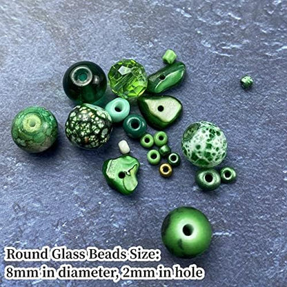 Assorted Glass Resin Beads Multi Size Colors Smooth Cracked Gravel Millet Spacer Beads for Bracelets Necklace Earring DIY Jewelry Making Craft(Grass Green Series) - Image 4