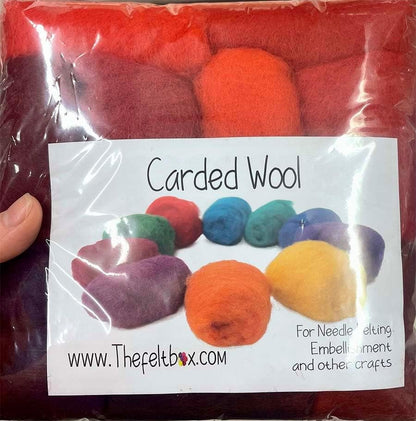 The Felt Box Roving Wool Red for Felting – 100g Carded Batts (3.5oz) Core & Craft Wool - Image 7