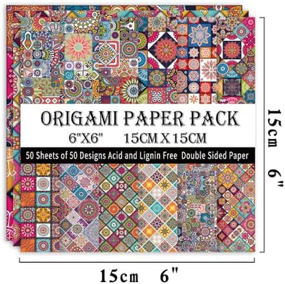 Origami Paper 50 Sheets, 6-Inch Square Double Sided Colored Craft Paper - Image 2