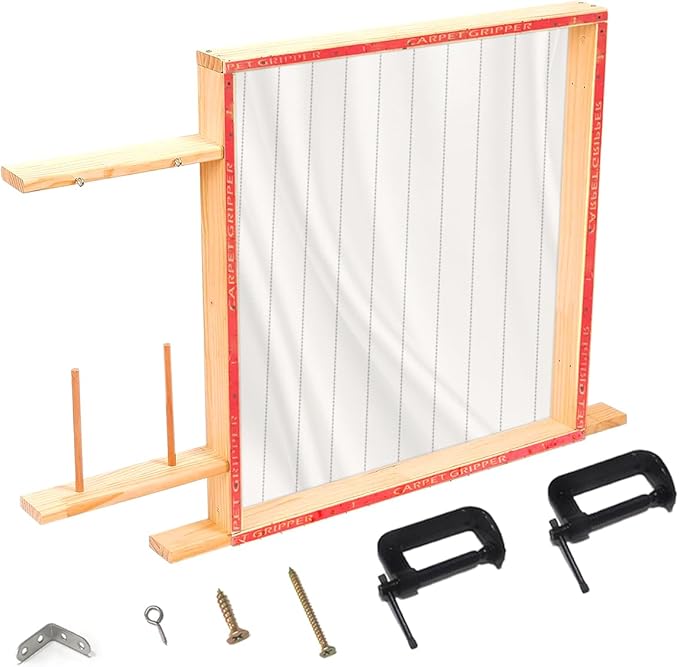 Tufting Frame, Rug Tufting Frame, 27.5”x 27.5” Tufting Frame for Rug Making, Wooden Rug Making Tools Kit Suitable for Electric Rug Gun Sewing Embroidery Rug Making Beginner (27.5in x 27.5in)