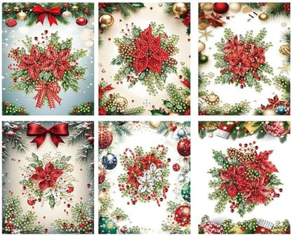 Christmas Diamond Art Painting Cards, 6-Pack DIY Holiday Greeting Card Kit with Envelopes & Rhinestones, Festive Craft Project for Adults, Personalized Seasonal Gift Idea - Image 3