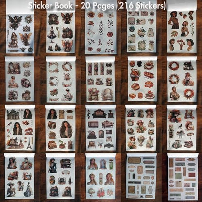 Vintage Scrapbook Stickers and Ephemera Pack – Pre Cut Design Scrapbooking Supplies with 216 Washi Stickers & 30 Papers for Jounk Journaling, Planners, DIY Crafts, Card Making - Image 4