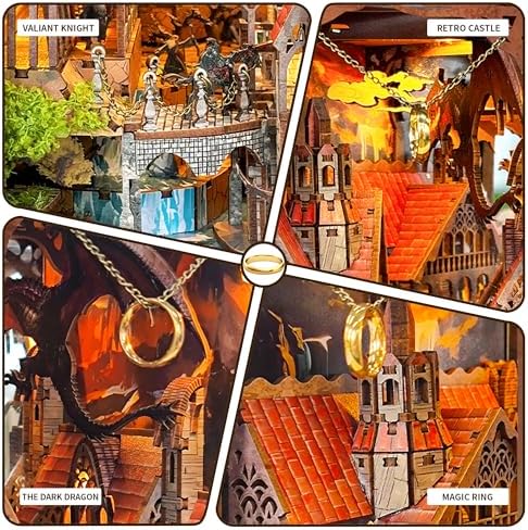 Book Nook Kit Dragon Light 3D Wooden Puzzle for Adults & Teens - Image 6