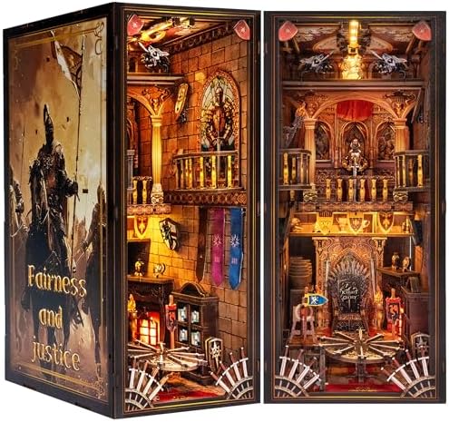 Book Nook Kit - Knight's Castle Dollhouse with Throne Room Scene, Miniature 3D Puzzle for Bookshelves, Dual Power LED Collectible Edition for Adults & Teens by Follow