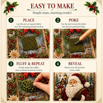 Trmonol Christmas 3D Fabric Poke Art Kit, DIY Christmas Craft Kit, Handmade Fabric Poke Art Kit for Adults and Beginners, Create Cozy Holiday Magic，Peaceful Dove Noel - Image 5
