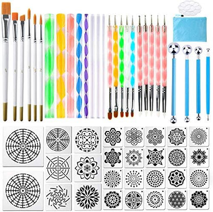 Augshy 58PCS Mandala Dotting Tools Set with a Blue Zipper Waterproof Storage Bag for Painting Rocks by Augshy
