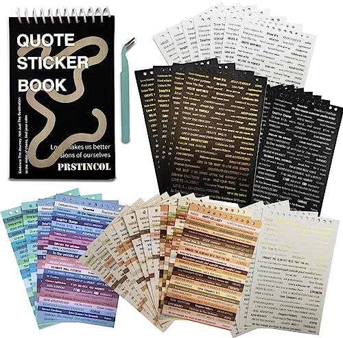 PRSTINCOL 2370 Pcs Word Stickers for Journaling,40 Sheets Quote Stickers Gold Foil Small Talk Stickers for Junk Journal Craft,Scrapbooking Supplies Making by PRSTINCOL