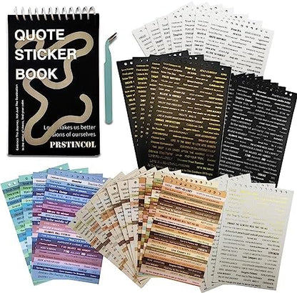PRSTINCOL 2370 Pcs Word Stickers for Journaling,40 Sheets Quote Stickers Gold Foil Small Talk Stickers for Junk Journal Craft,Scrapbooking Supplies Making by PRSTINCOL