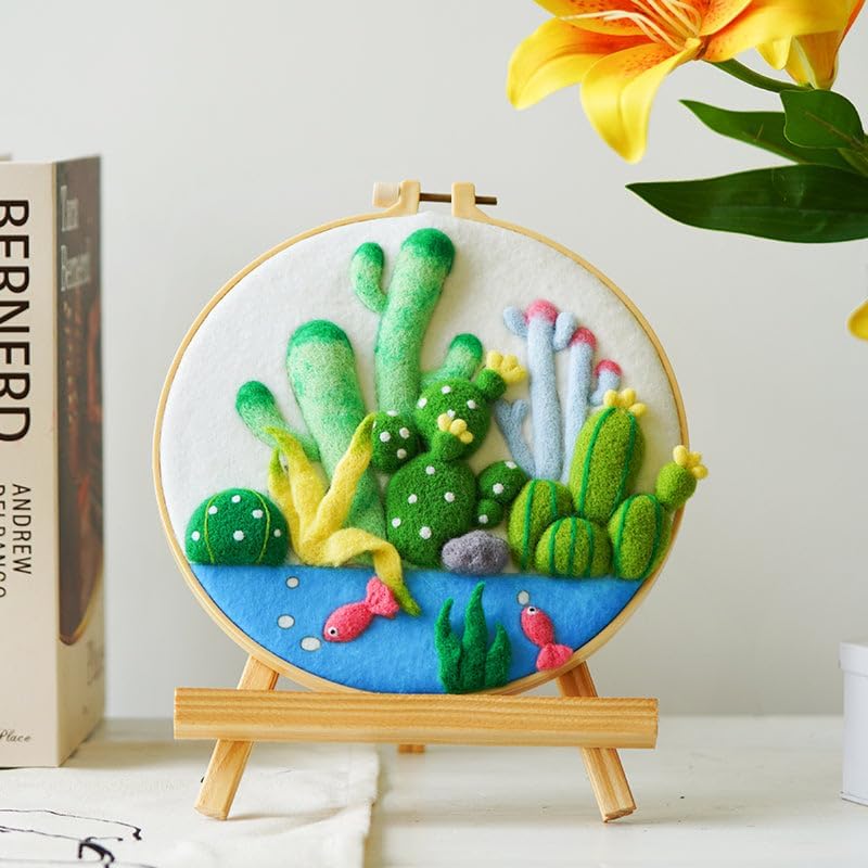 Wizardi Beginner Needle Felting Kit for Adults - Underwater Greenery. Nature Felting Kit 20x20cm. Felting Tools. Wool Felting Supplies. Felt Crafts. Wool Felt. F07N8-W437 by Wizardi