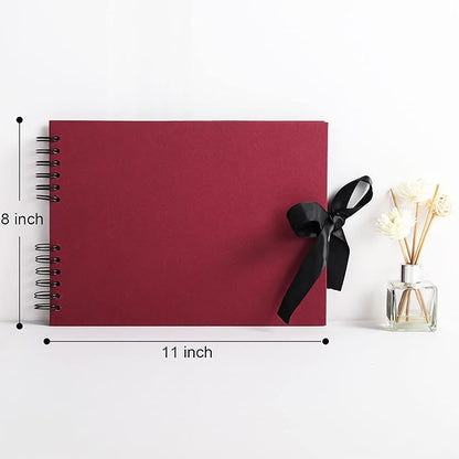 Vienrose Scrapbook Album 80 Pages, DIY Photo Album with Accessories, Red Kraft Paper Memory Book for Wedding, Birthday, Travel, Valentine, Mother’s Day, 11x8 Inches